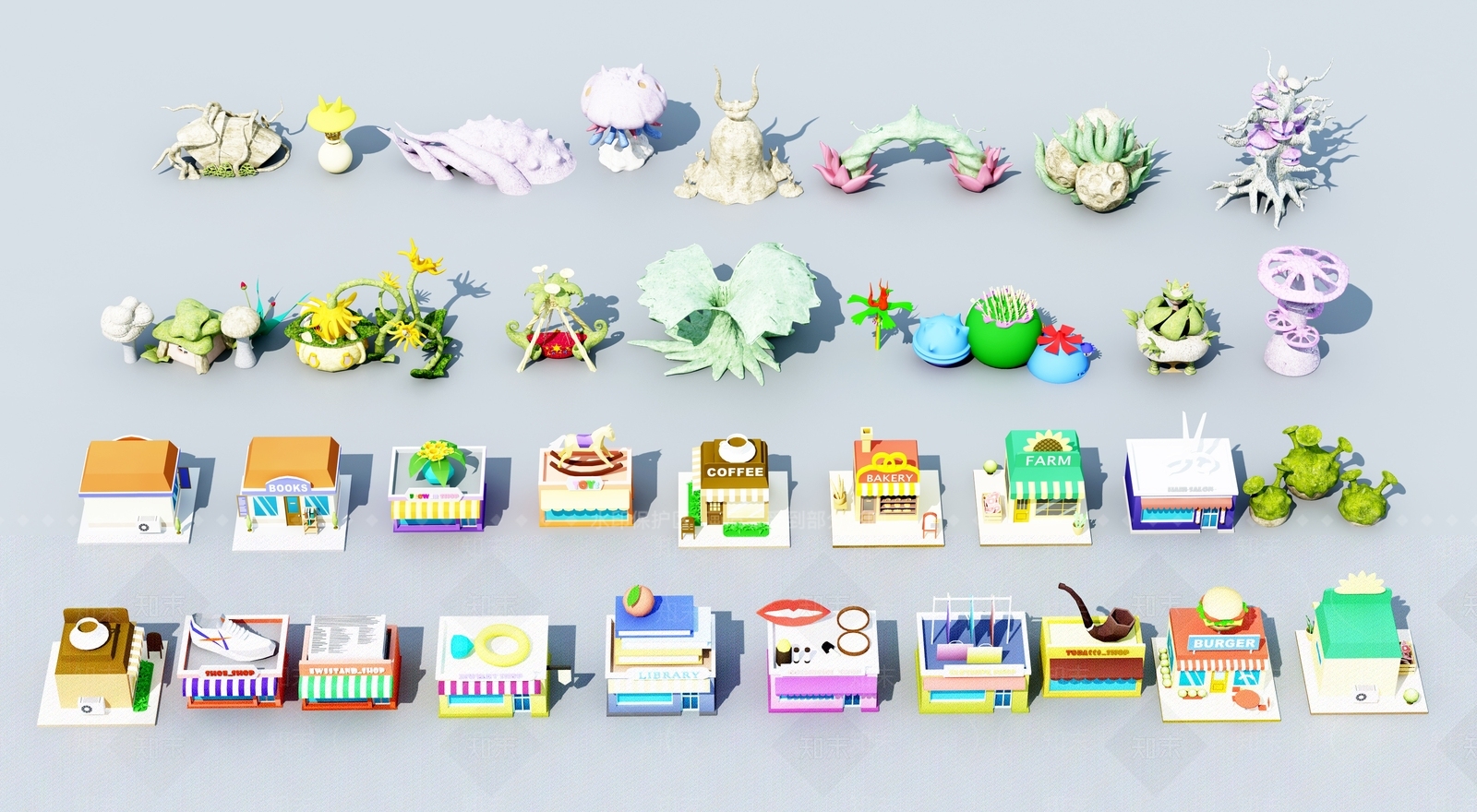 现代卡通建筑摆件3D模型下载【ID:998428028】