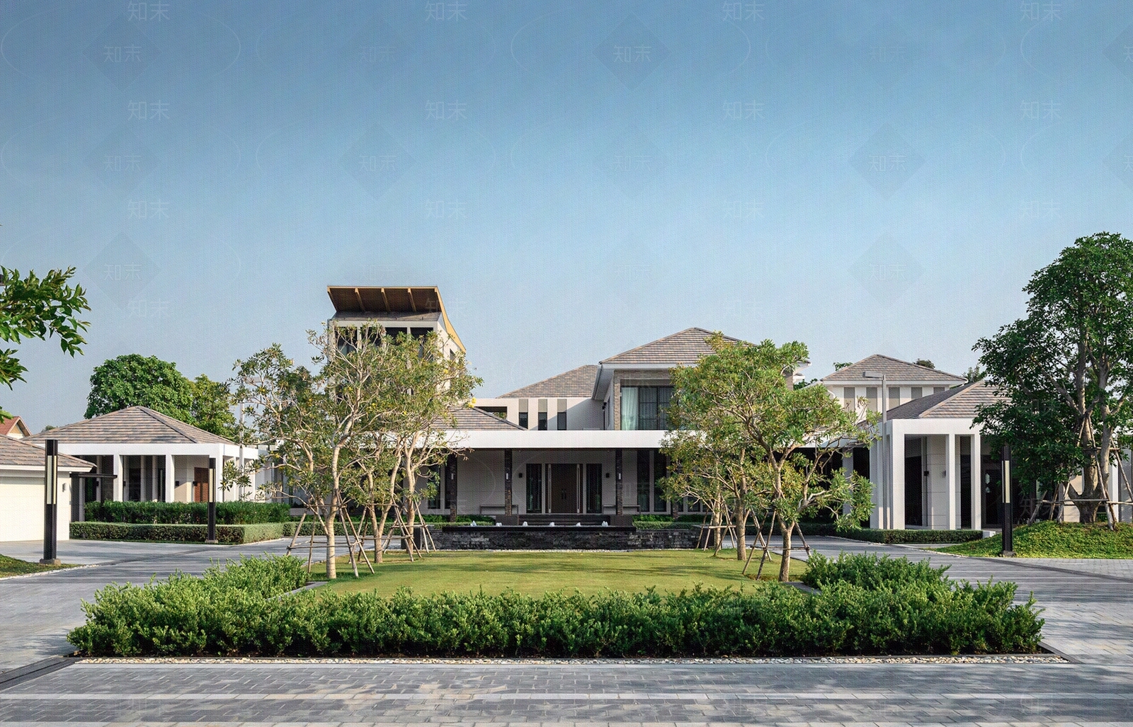 白天户外别墅外景贴图下载【ID:298436941】