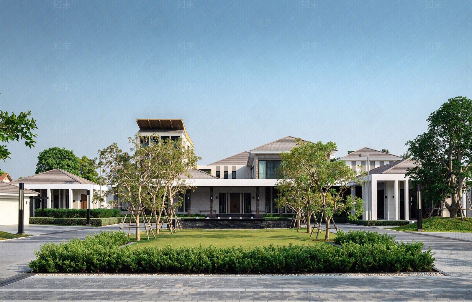 白天户外别墅外景贴图下载【ID:1195310097】