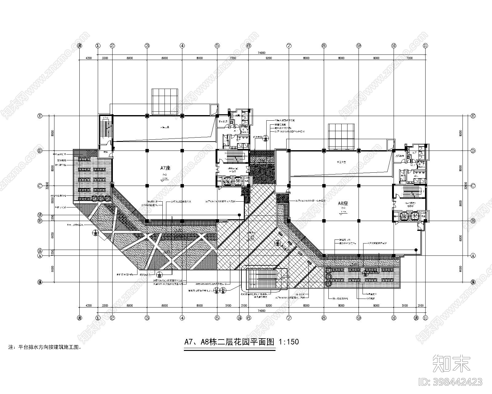 办公楼花园景观cad施工图下载【ID:398442423】