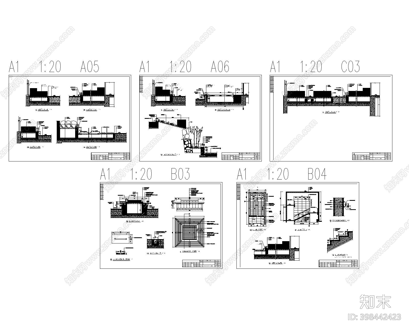 办公楼花园景观cad施工图下载【ID:398442423】