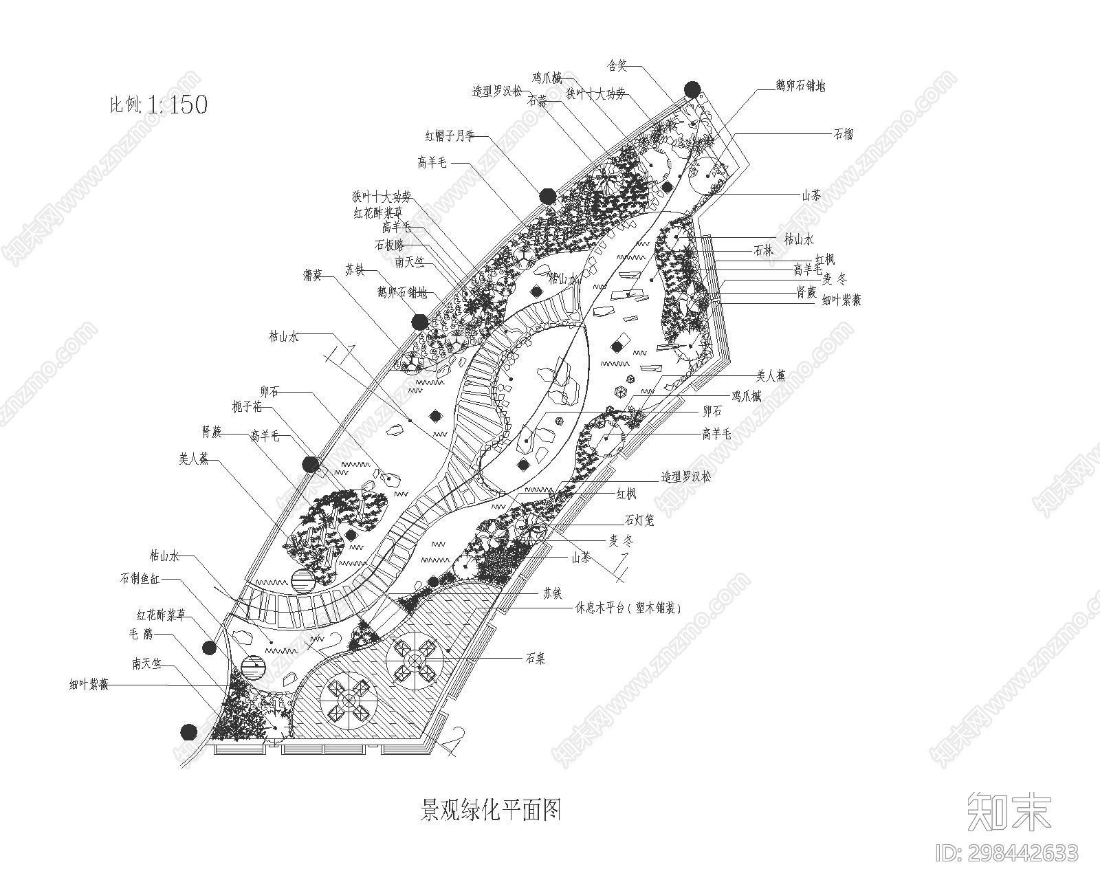 会所屋顶花园景观cad施工图下载【ID:298442633】