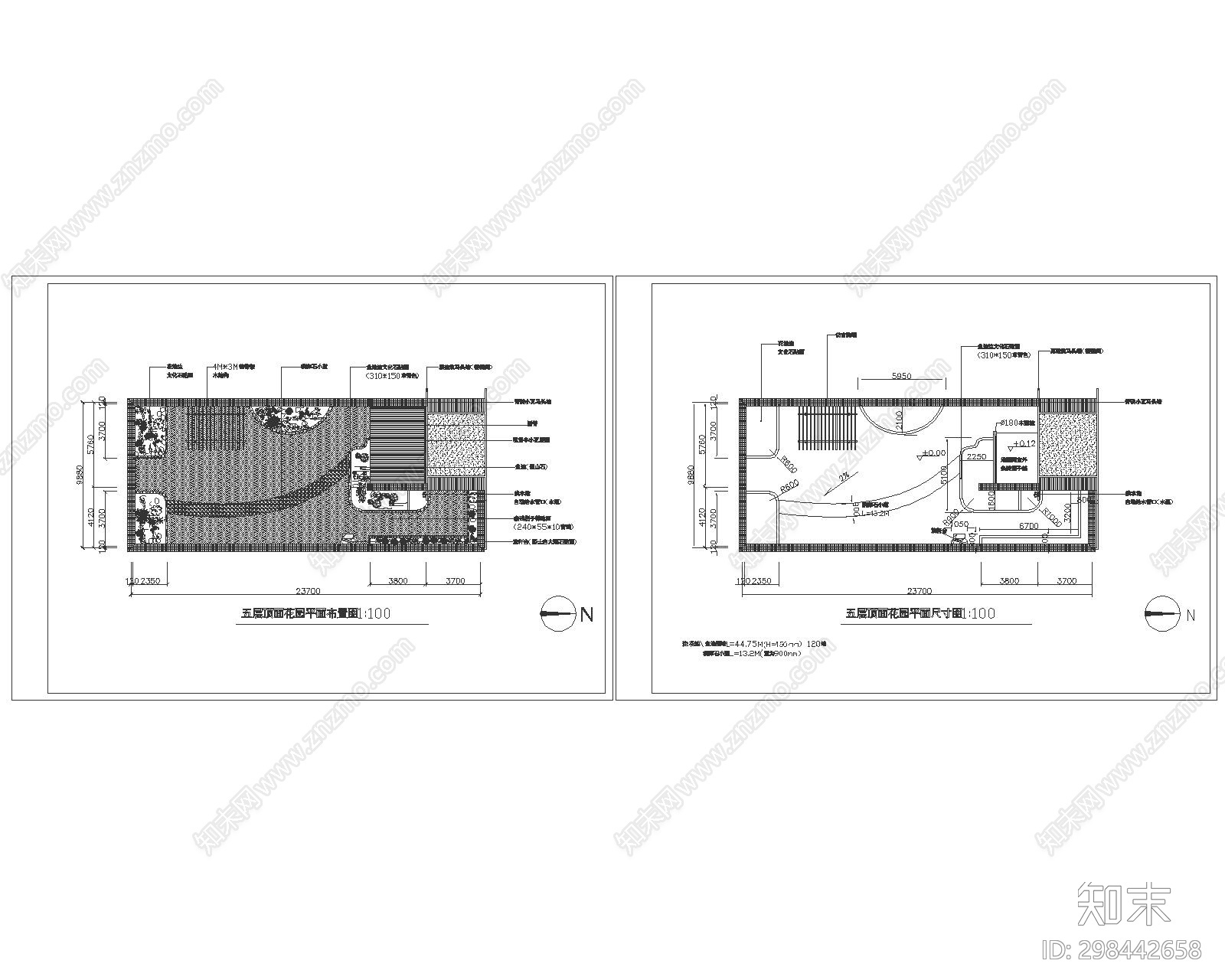 屋顶花园景观cad施工图下载【ID:298442658】