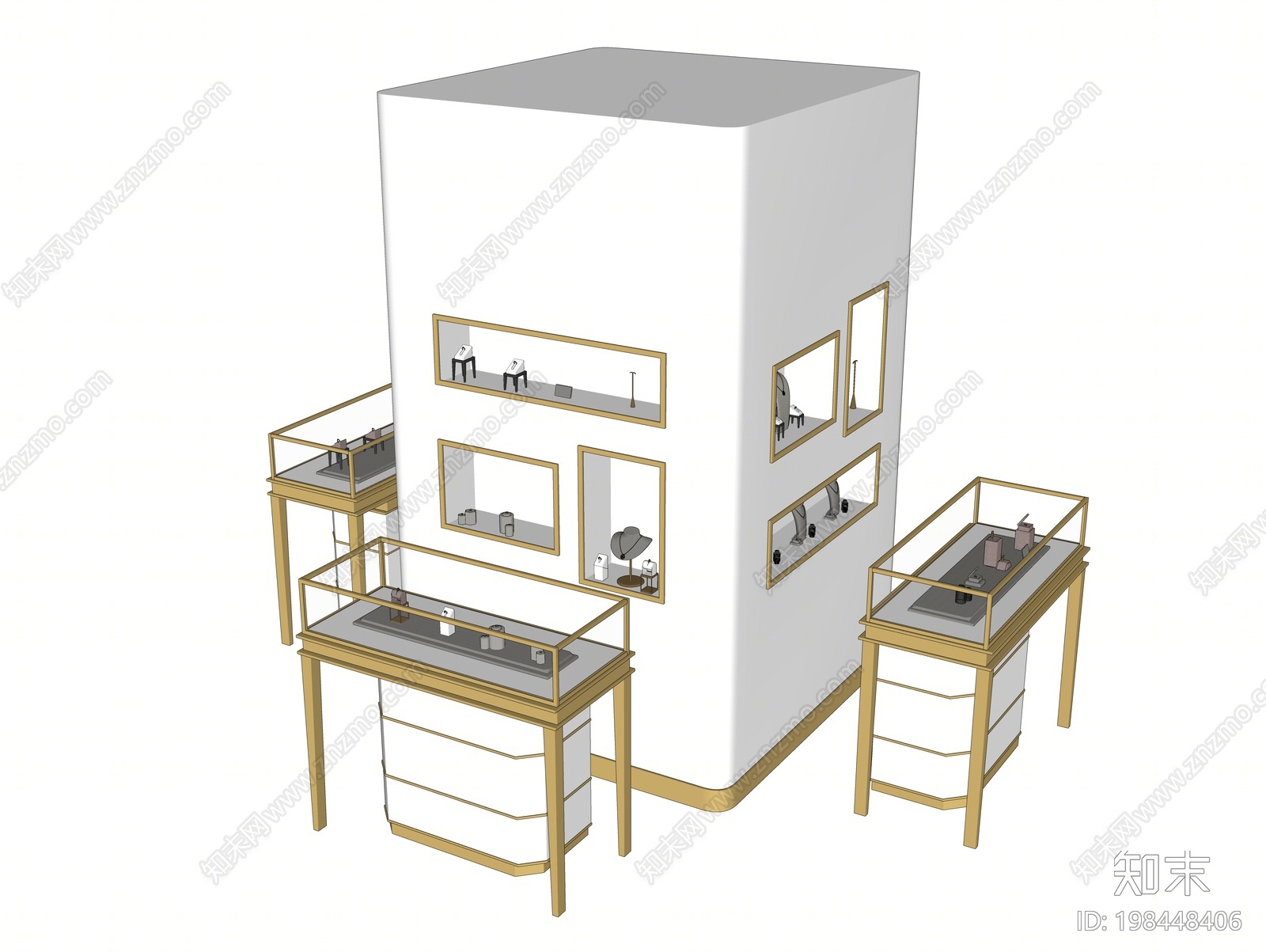现代珠宝店SU模型下载【ID:198448406】