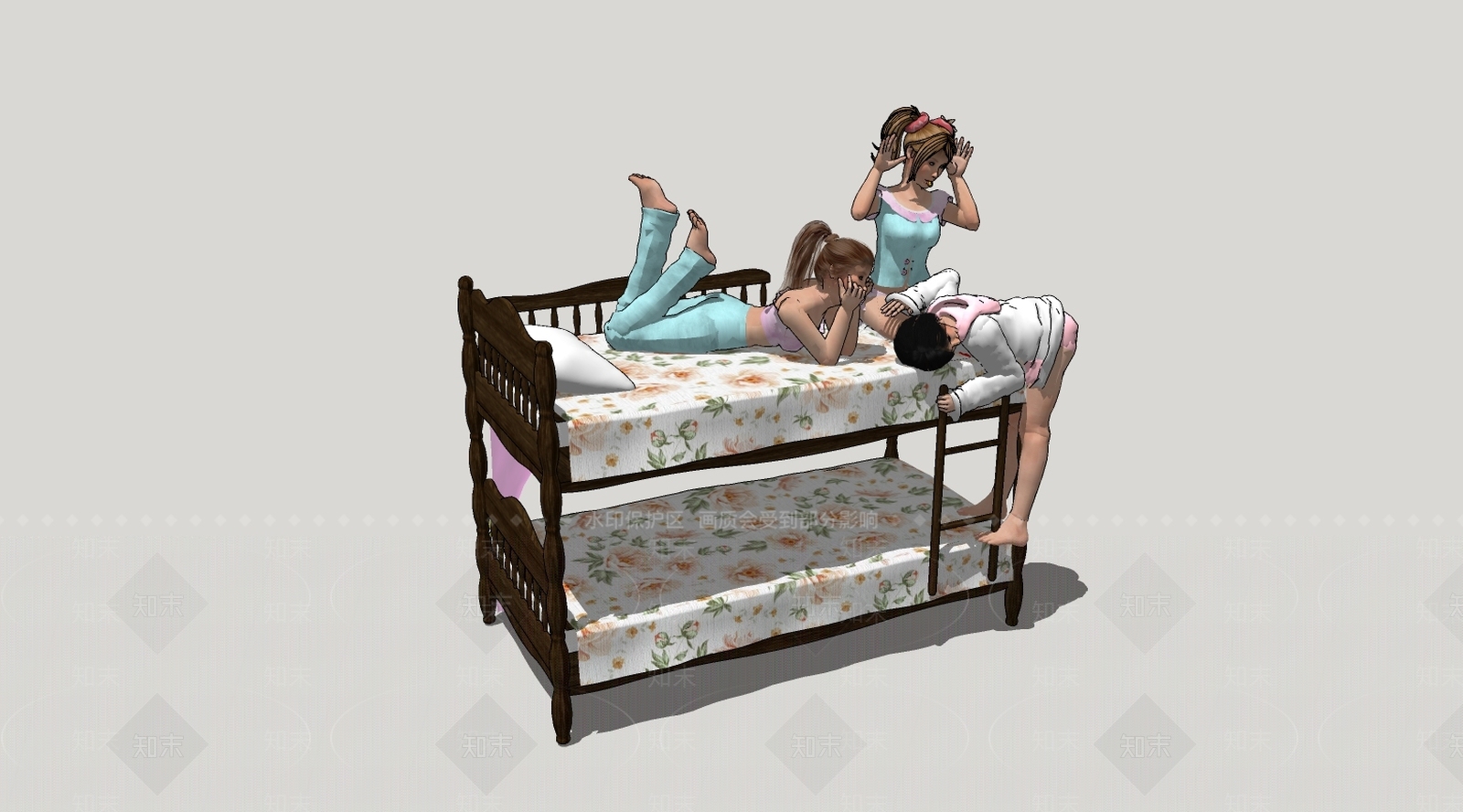 现代双层床SU模型下载【ID:598450498】