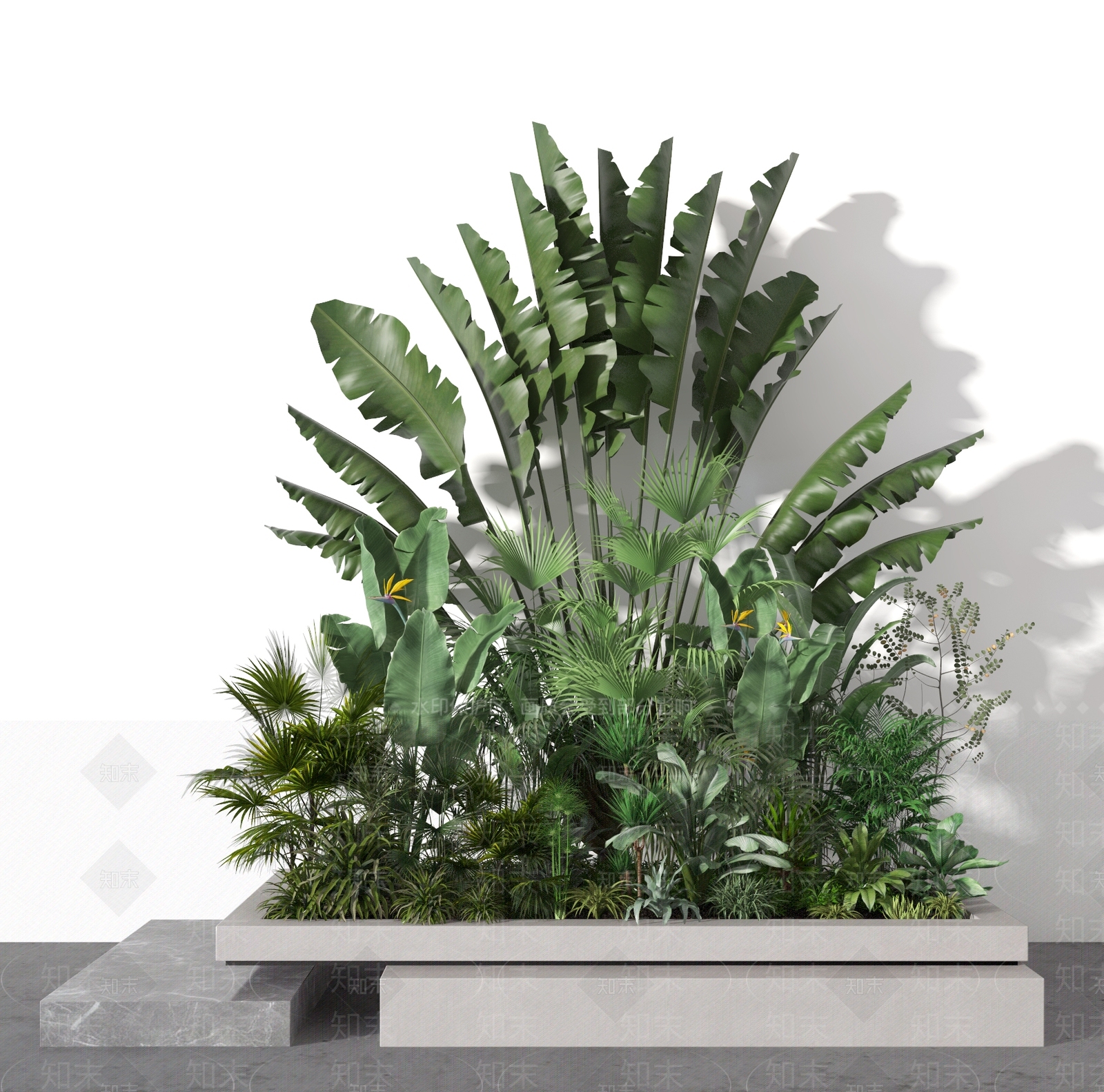 现代植物堆3D模型下载【ID:398453884】
