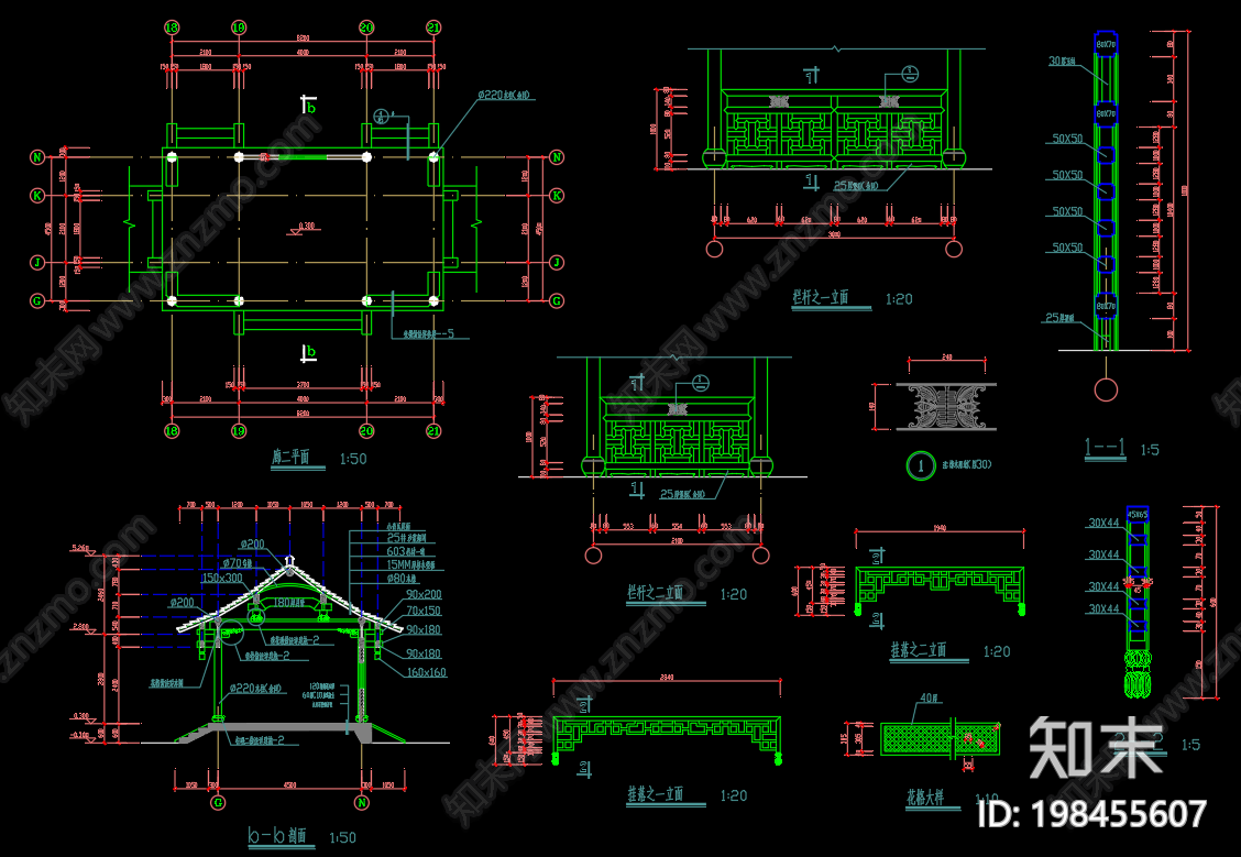 新中式古建长廊施工图下载【ID:198455607】