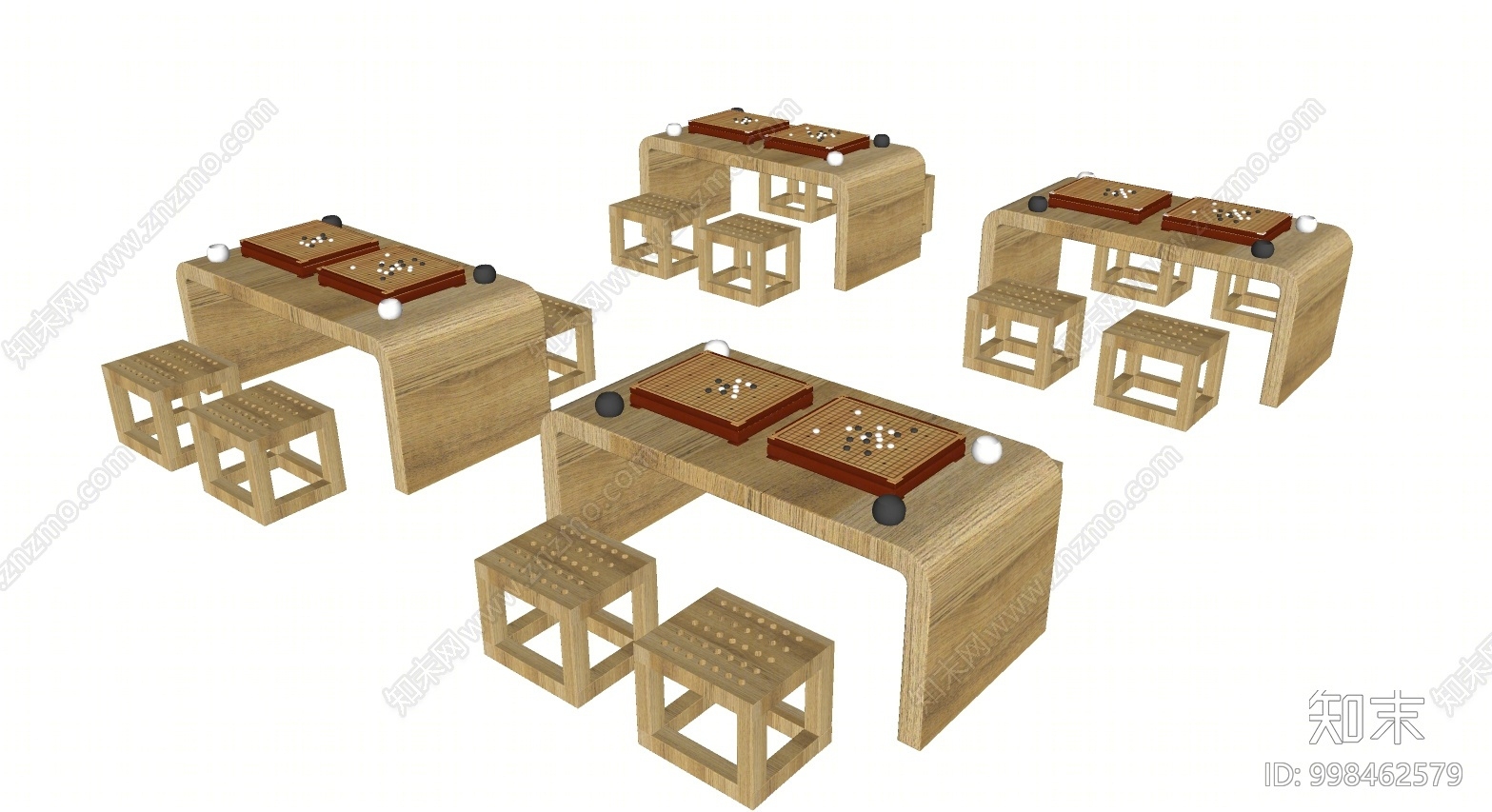 现代围棋桌SU模型下载【ID:998462579】