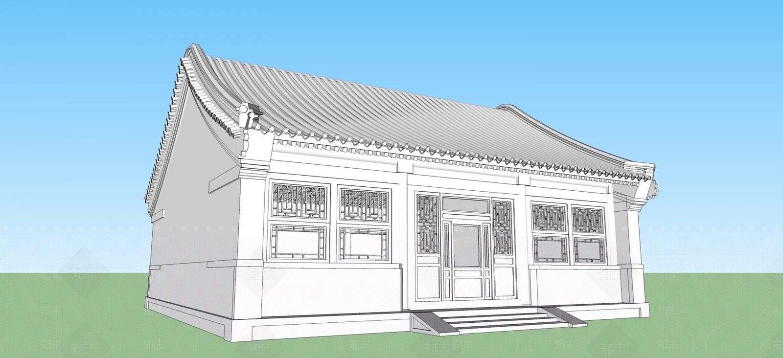 中式四合院SU模型下载【ID:398464204】