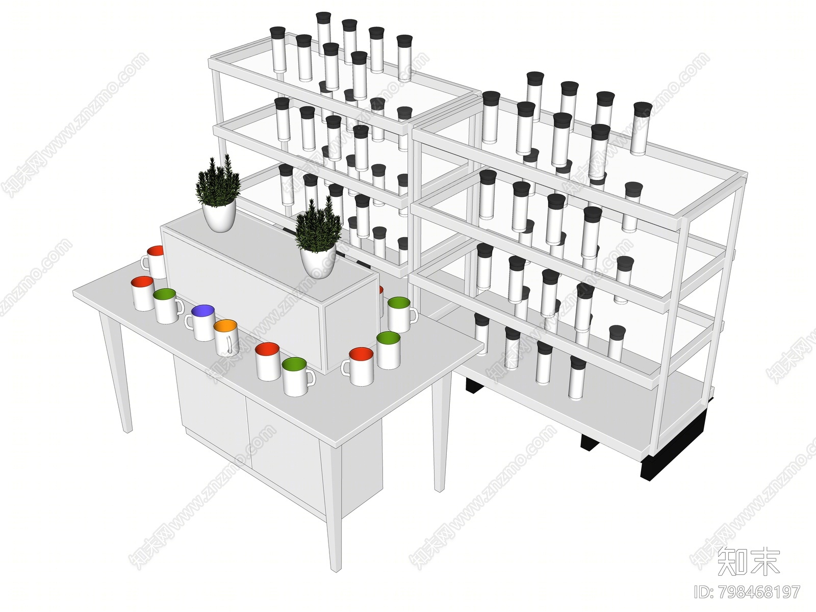 现代杯子货架SU模型下载【ID:798468197】