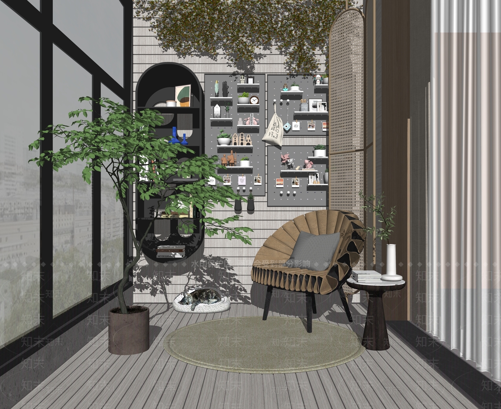 现代家居阳台SU模型下载【ID:698516588】