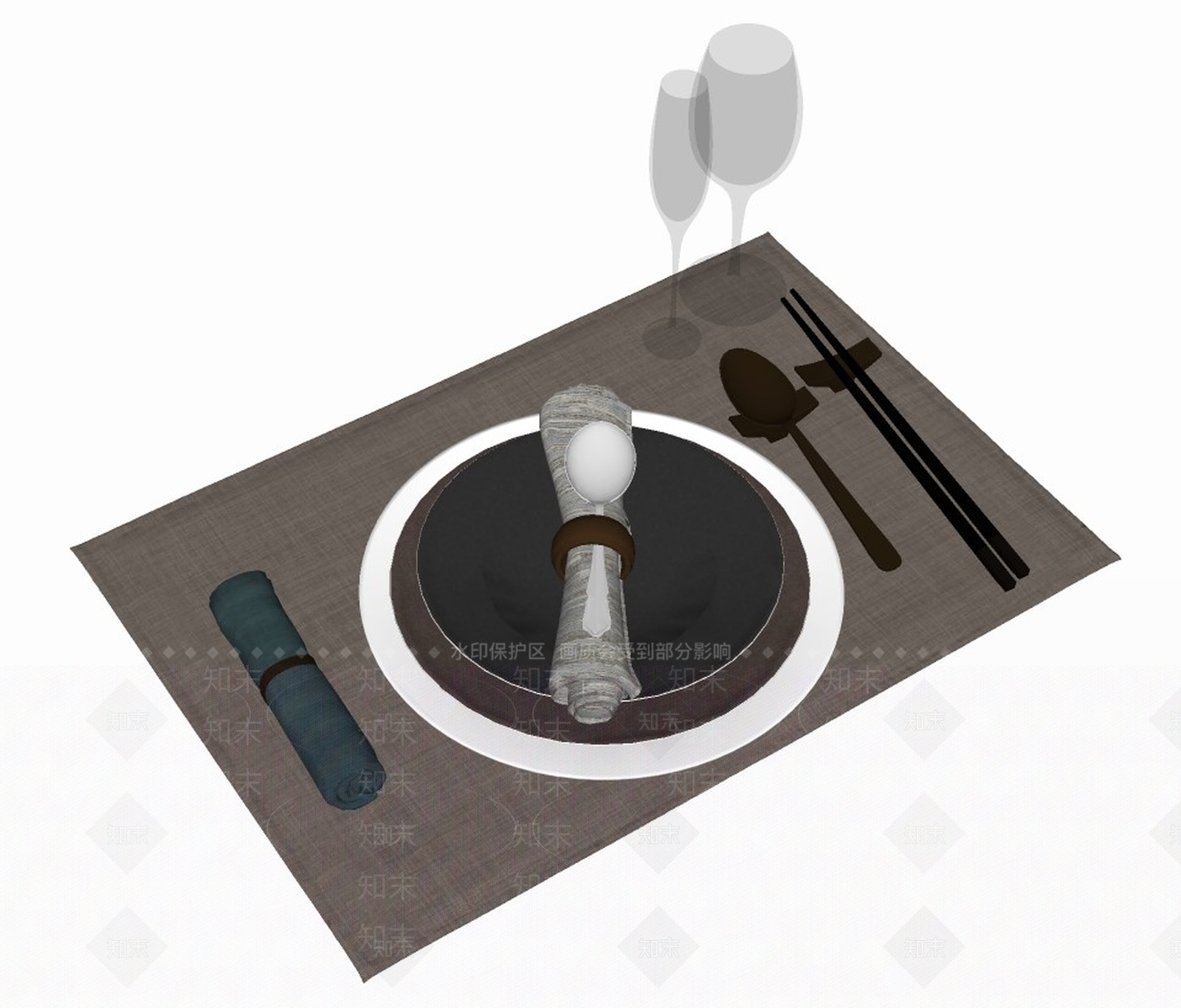 现代餐具SU模型下载【ID:798561146】