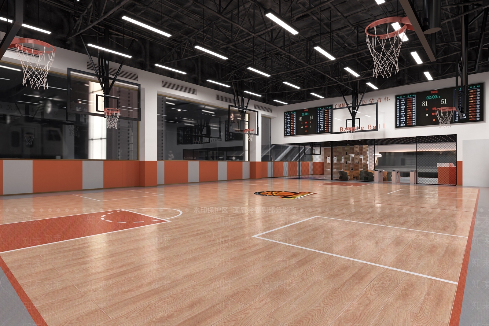 现代篮球场3D模型下载【ID:998562913】