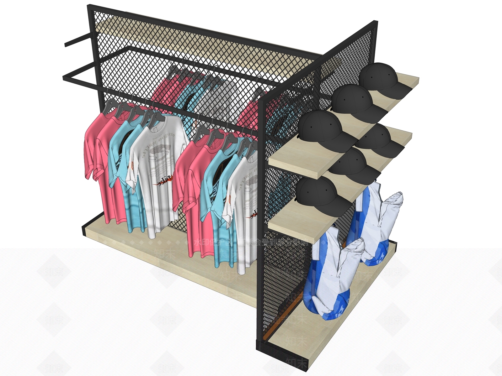 现代服装货架SU模型下载【ID:798563134】