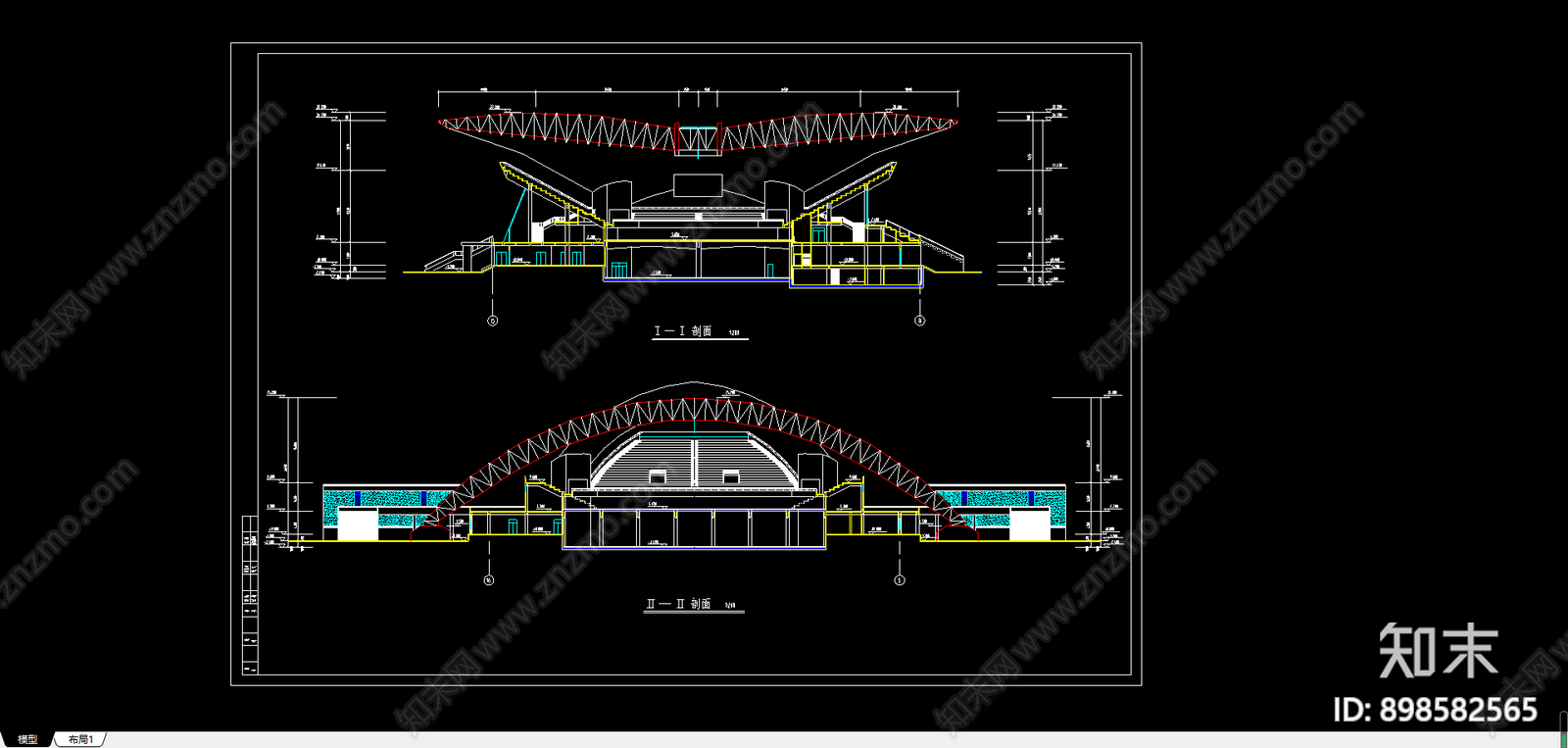 学校体育馆建筑方案图cad施工图下载【ID:898582565】