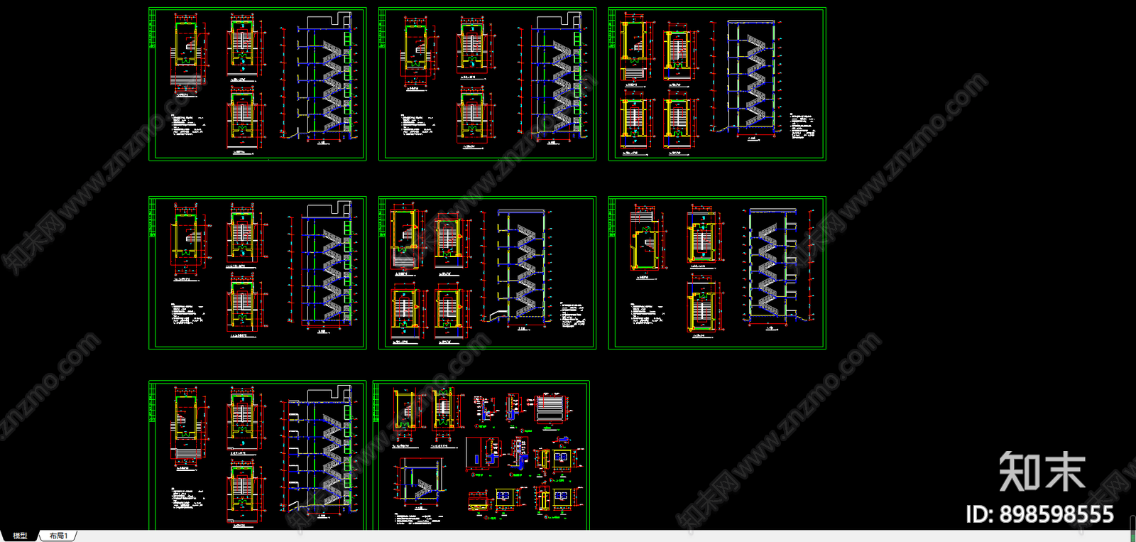 宿舍建筑cad施工图下载【ID:898598555】