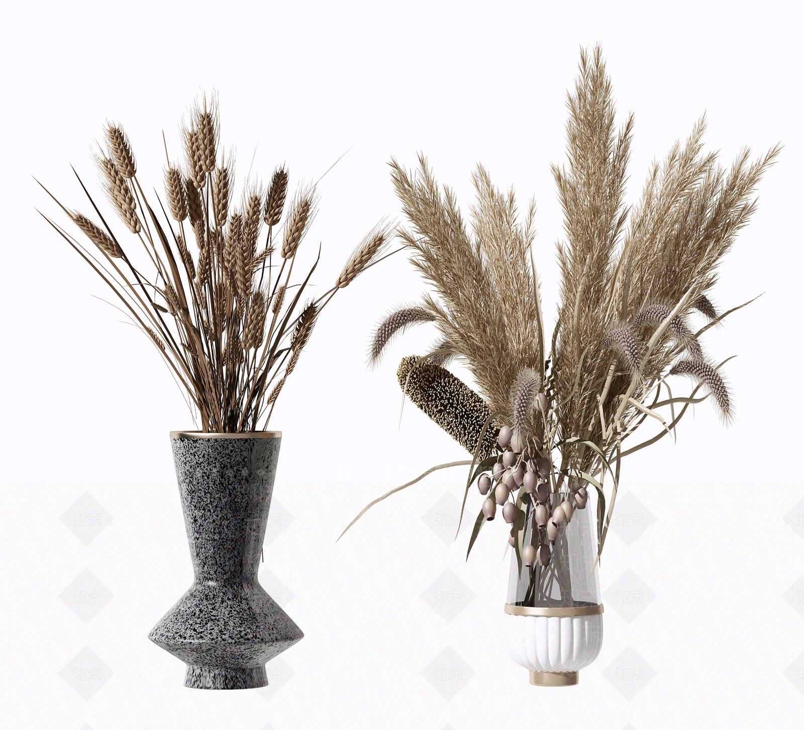 现代芦苇花瓶3D模型下载【ID:698626840】