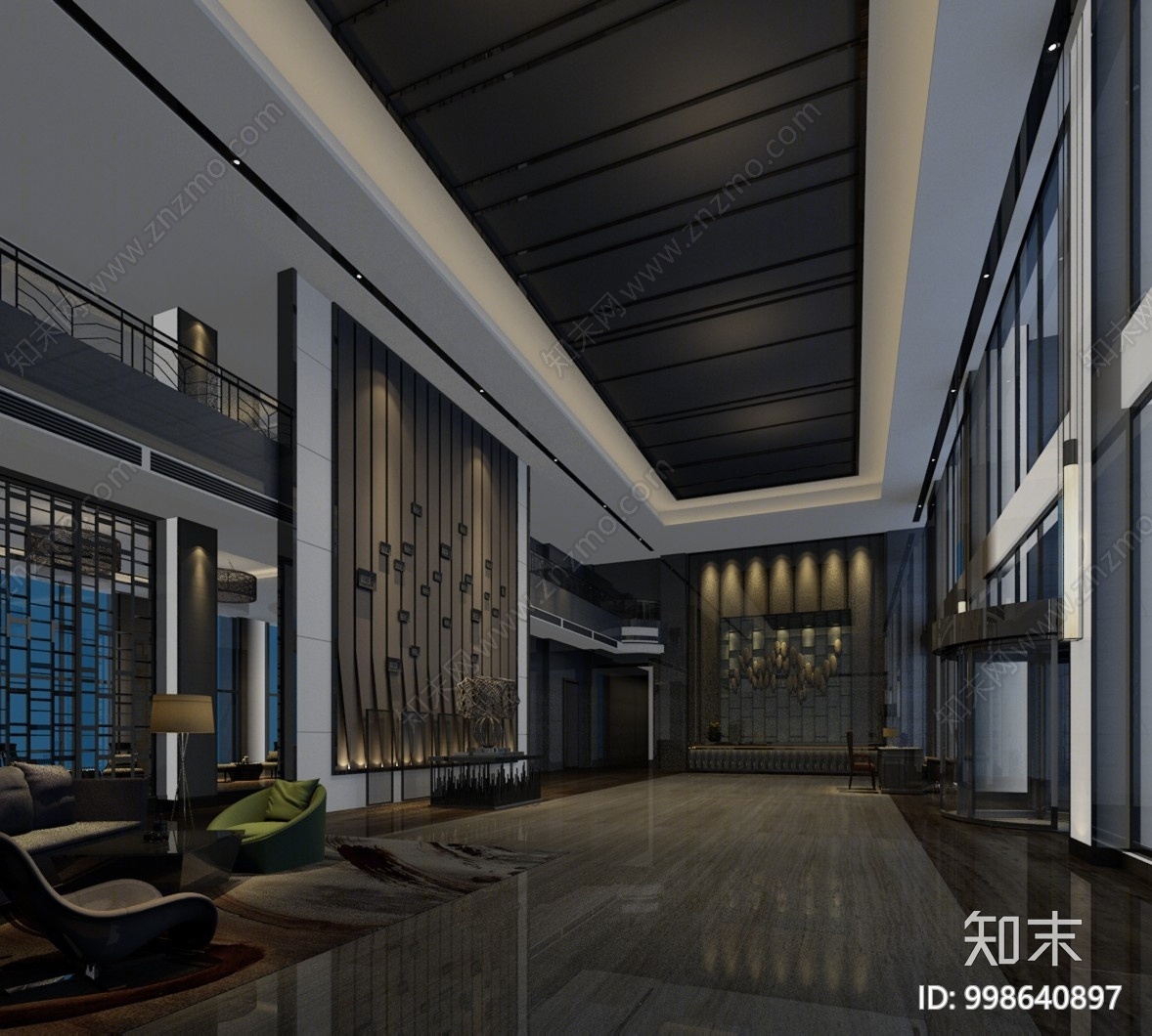 现代酒店大堂SU模型下载【ID:998640897】