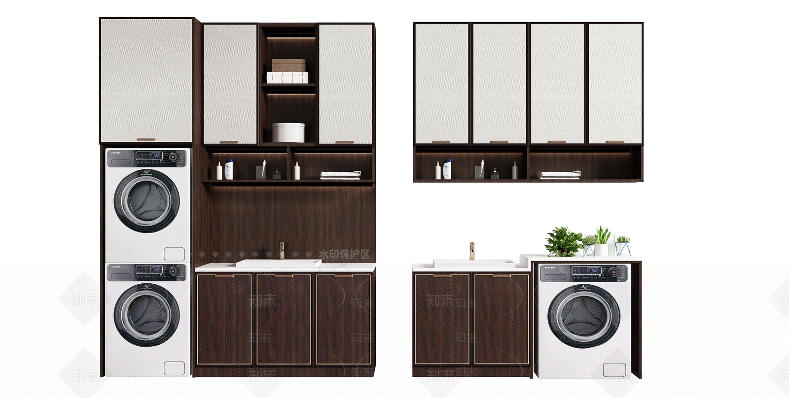 新中式阳台洗衣柜SU模型下载【ID:198642724】
