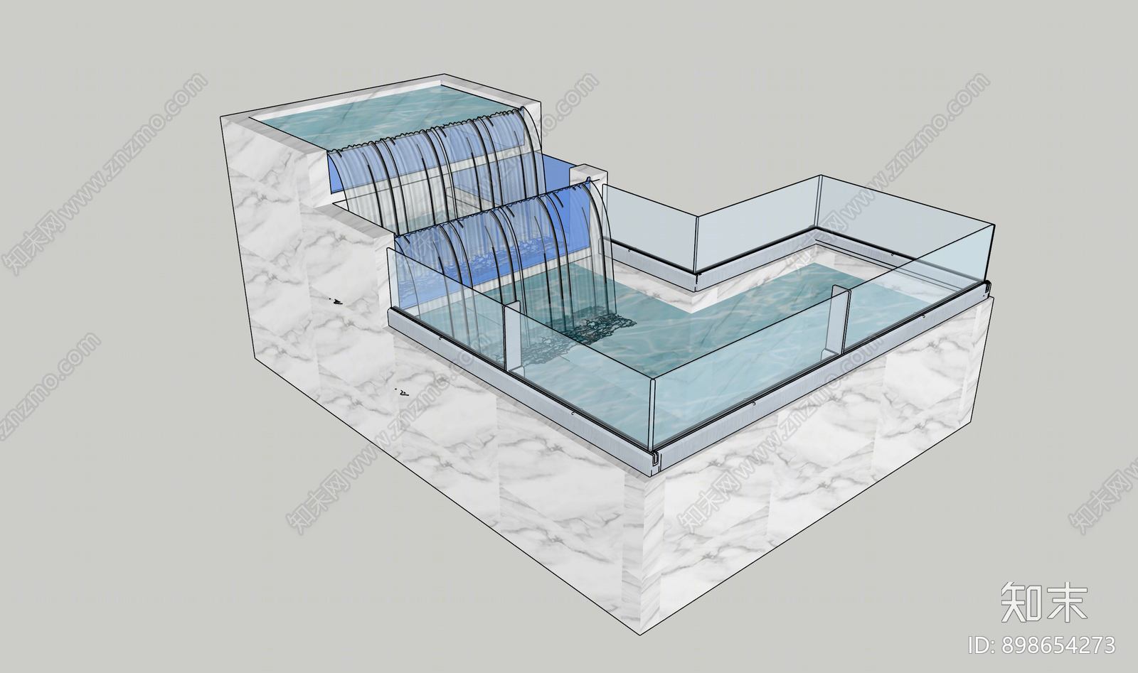 现代水池SU模型下载【ID:898654273】
