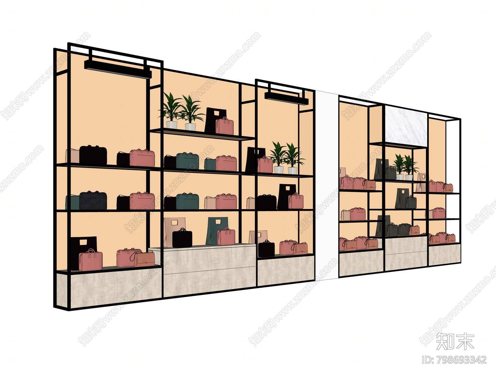 现代包包货架SU模型下载【ID:798693342】