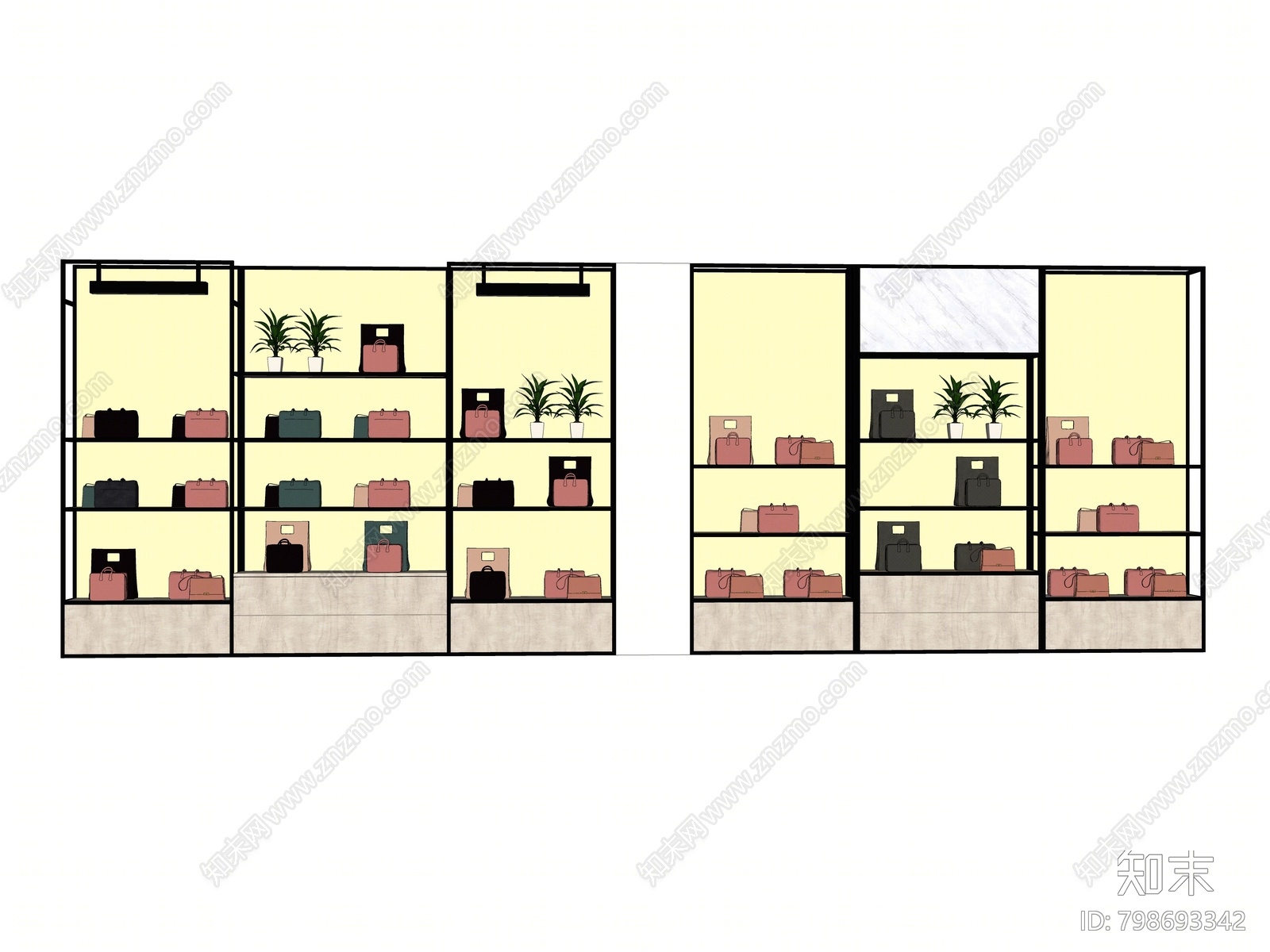 现代包包货架SU模型下载【ID:798693342】