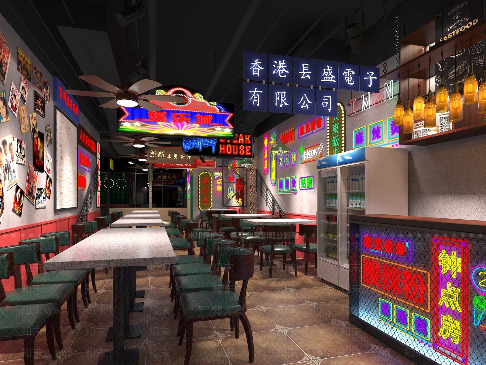 工业风港式烧烤店3D模型下载【ID:498699091】