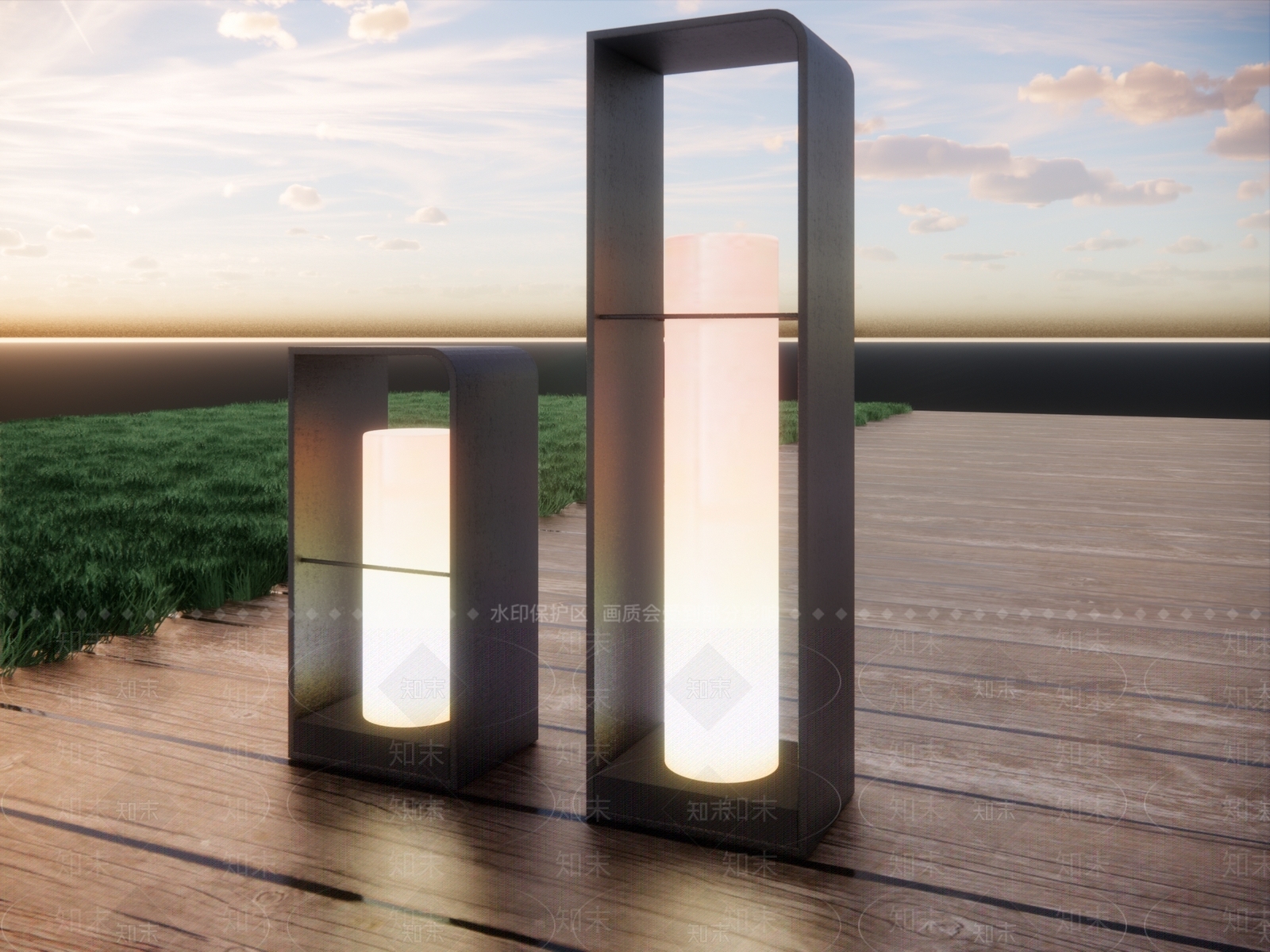 现代户外灯SU模型下载【ID:498701772】