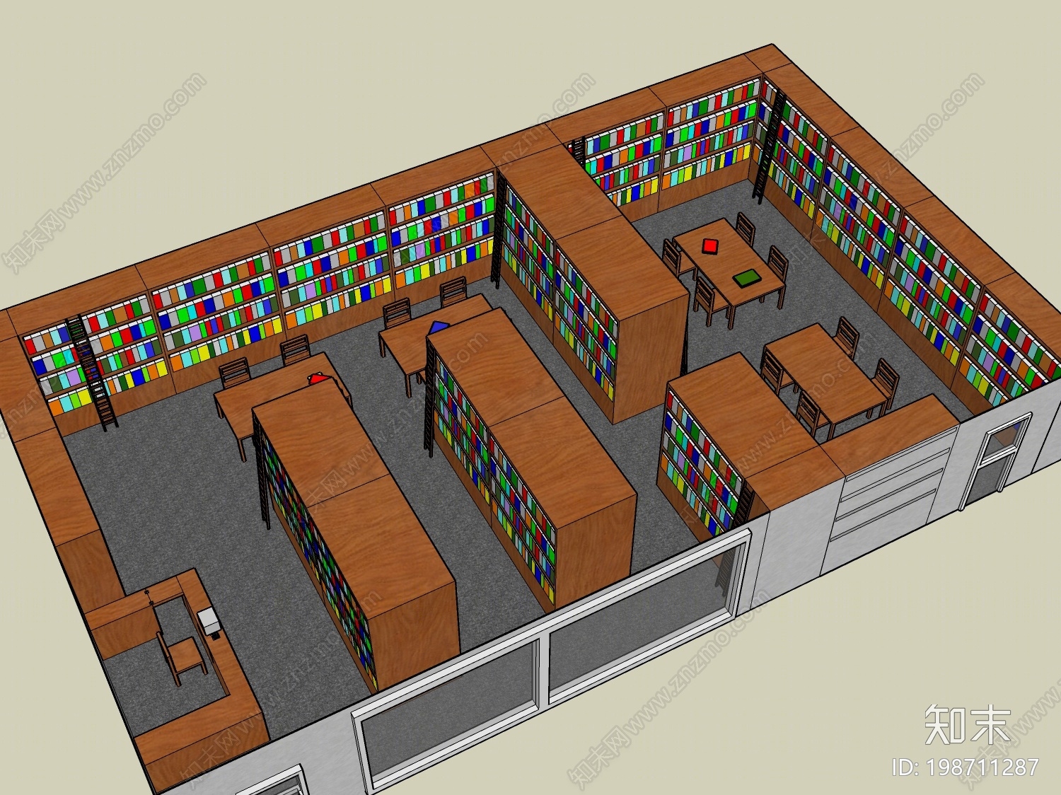 美式阅读室SU模型下载【ID:198711287】