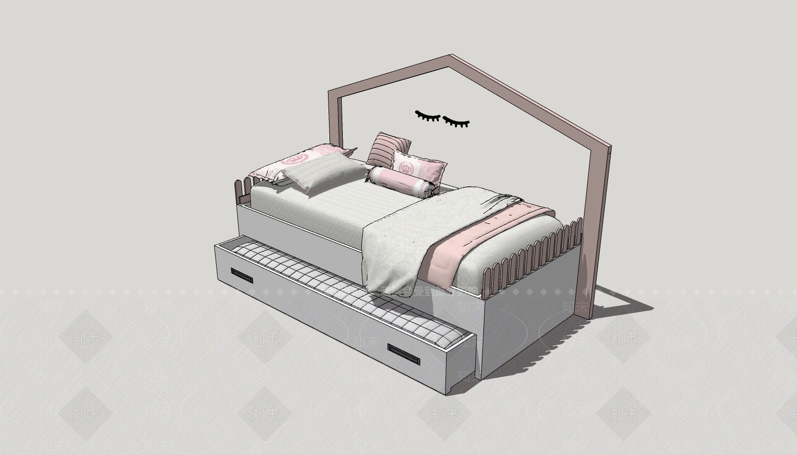 现代儿童床SU模型下载【ID:598729394】