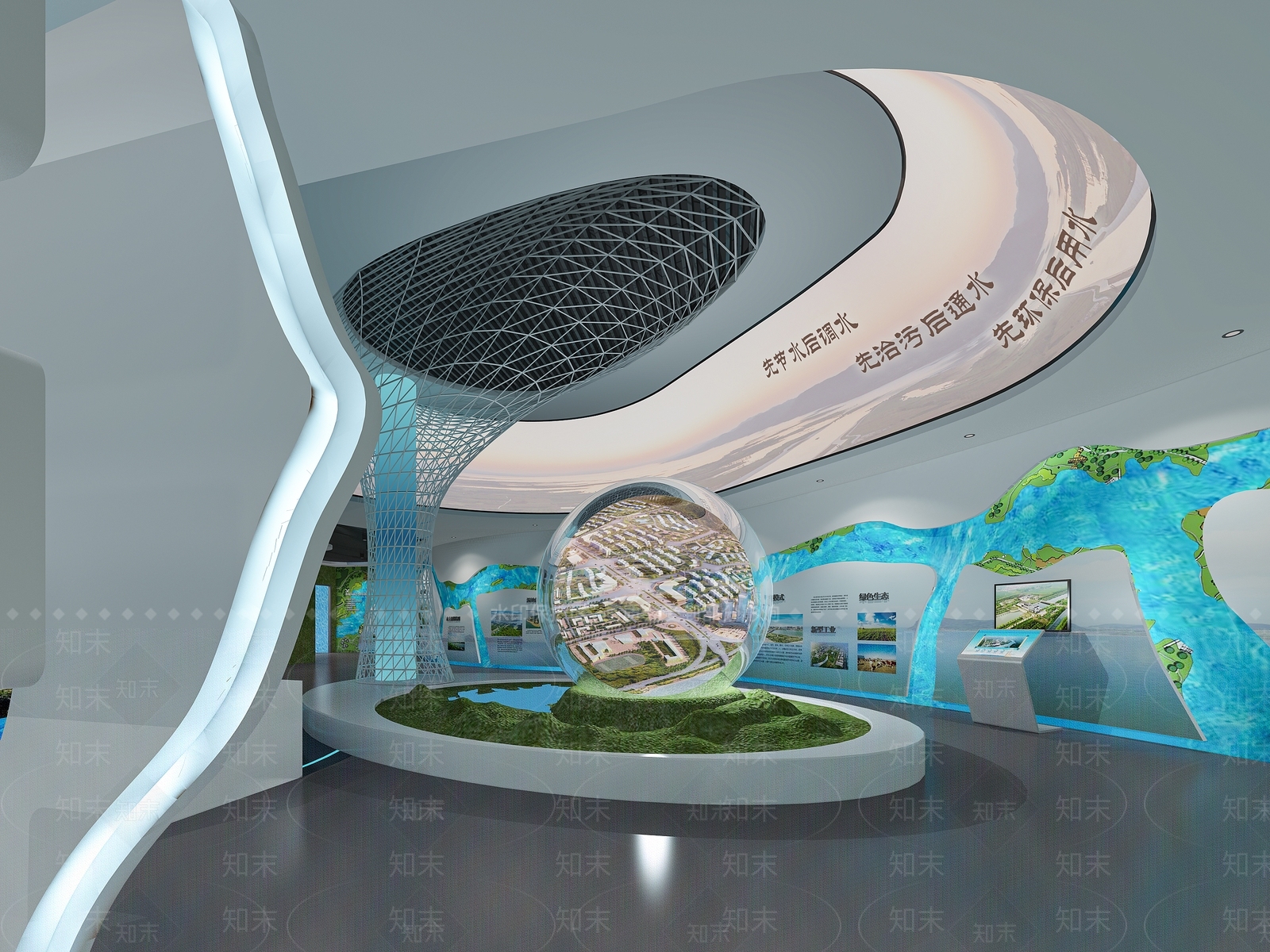 现代科技城市规划展厅3D模型下载【ID:998749568】