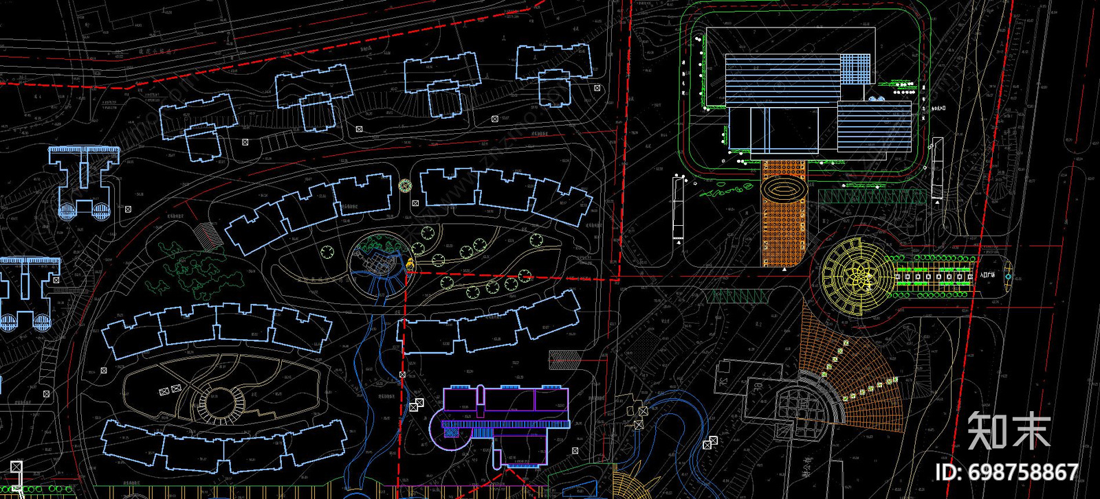 住宅小区平面图纸cad施工图下载【ID:698758867】