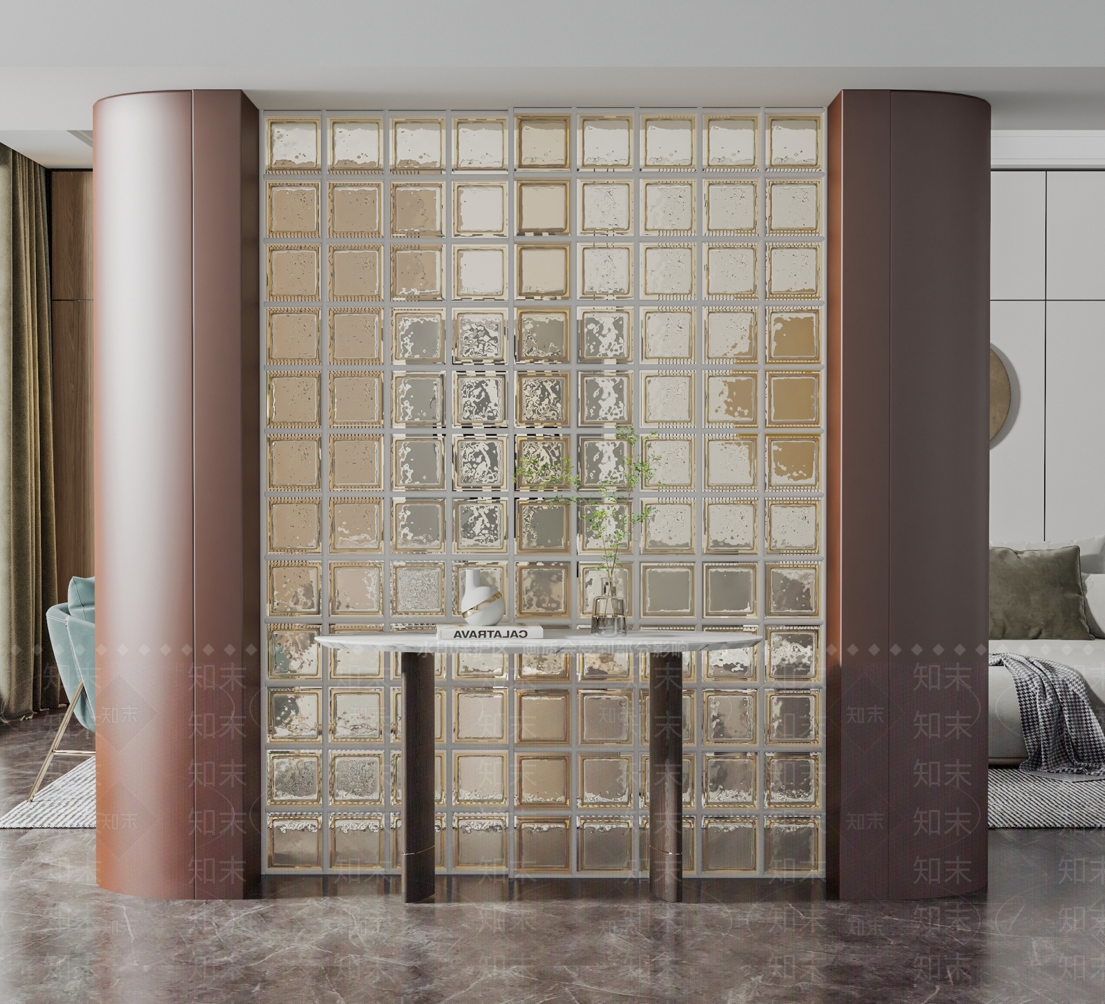 现代玻璃玄关隔断3D模型下载【ID:998760333】