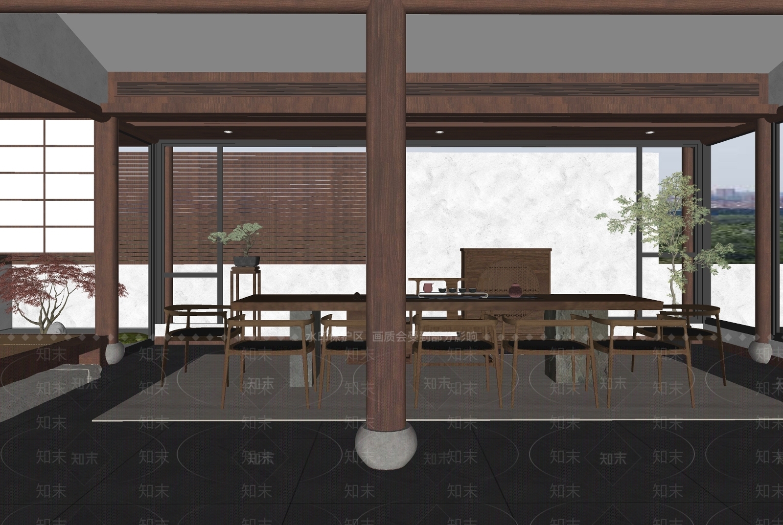 新中式茶馆SU模型下载【ID:898794348】