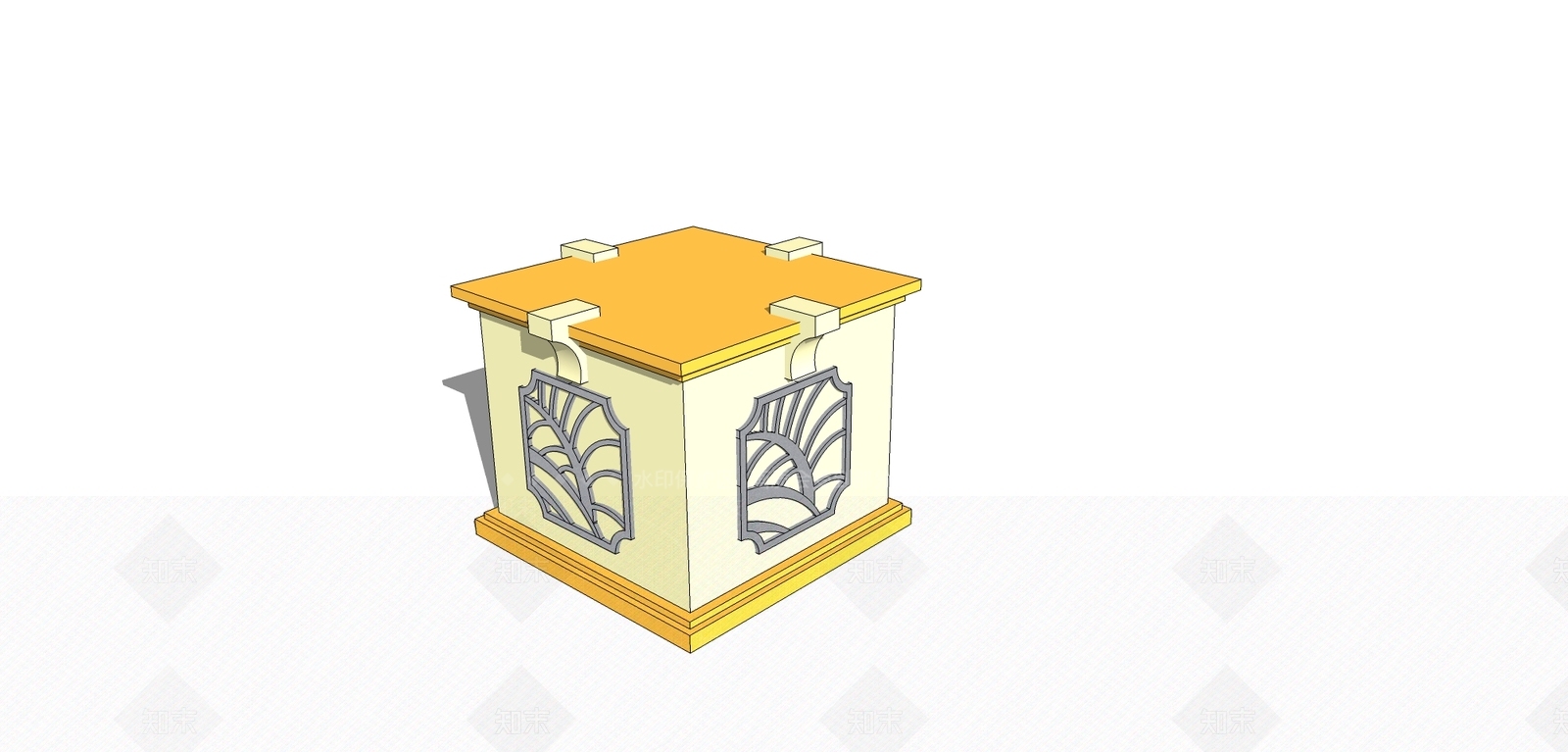 新中式雕塑底座SU模型下载【ID:398803327】