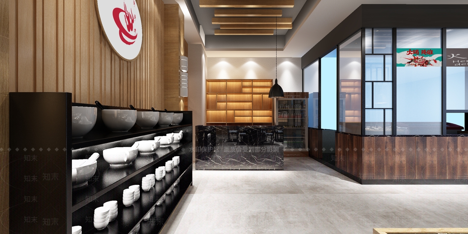 现代火锅店前台3D模型下载【ID:398813213】