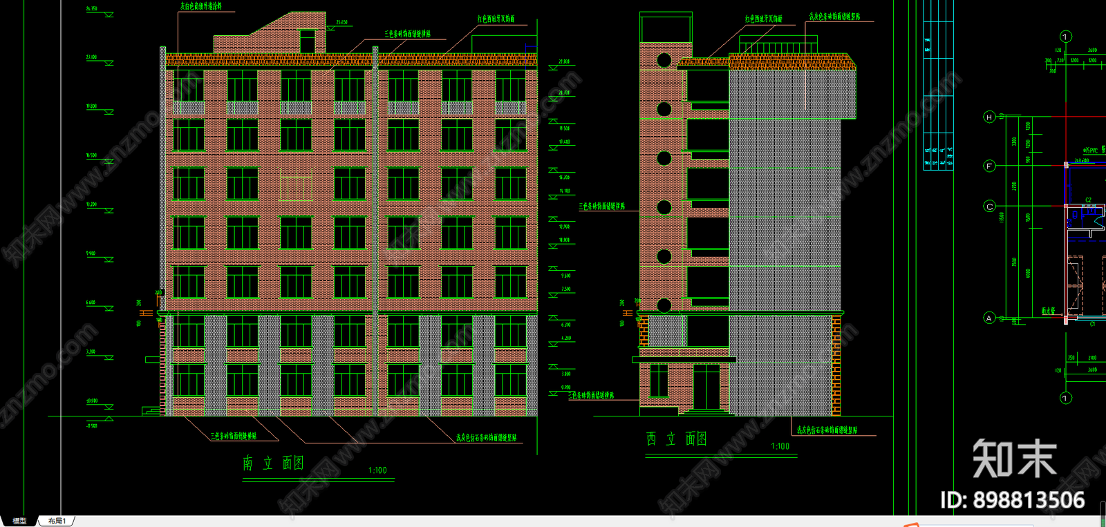 大学宿舍建筑cad施工图下载【ID:898813506】