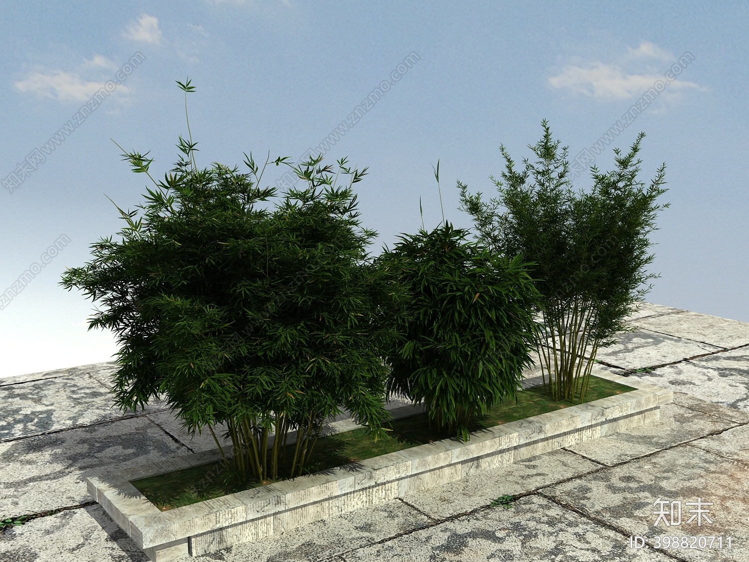 新中式景观植物3D模型下载【ID:398820711】