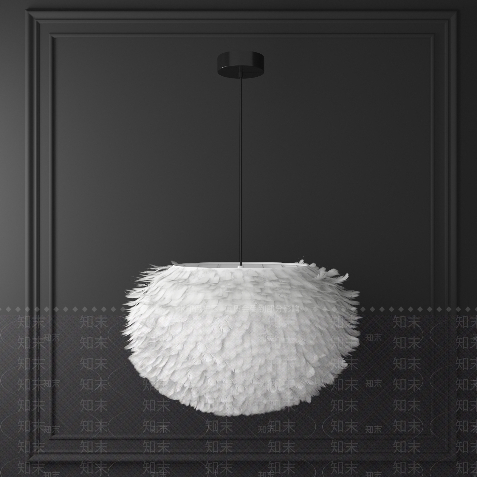 现代羽毛吊灯3D模型下载【ID:598826834】