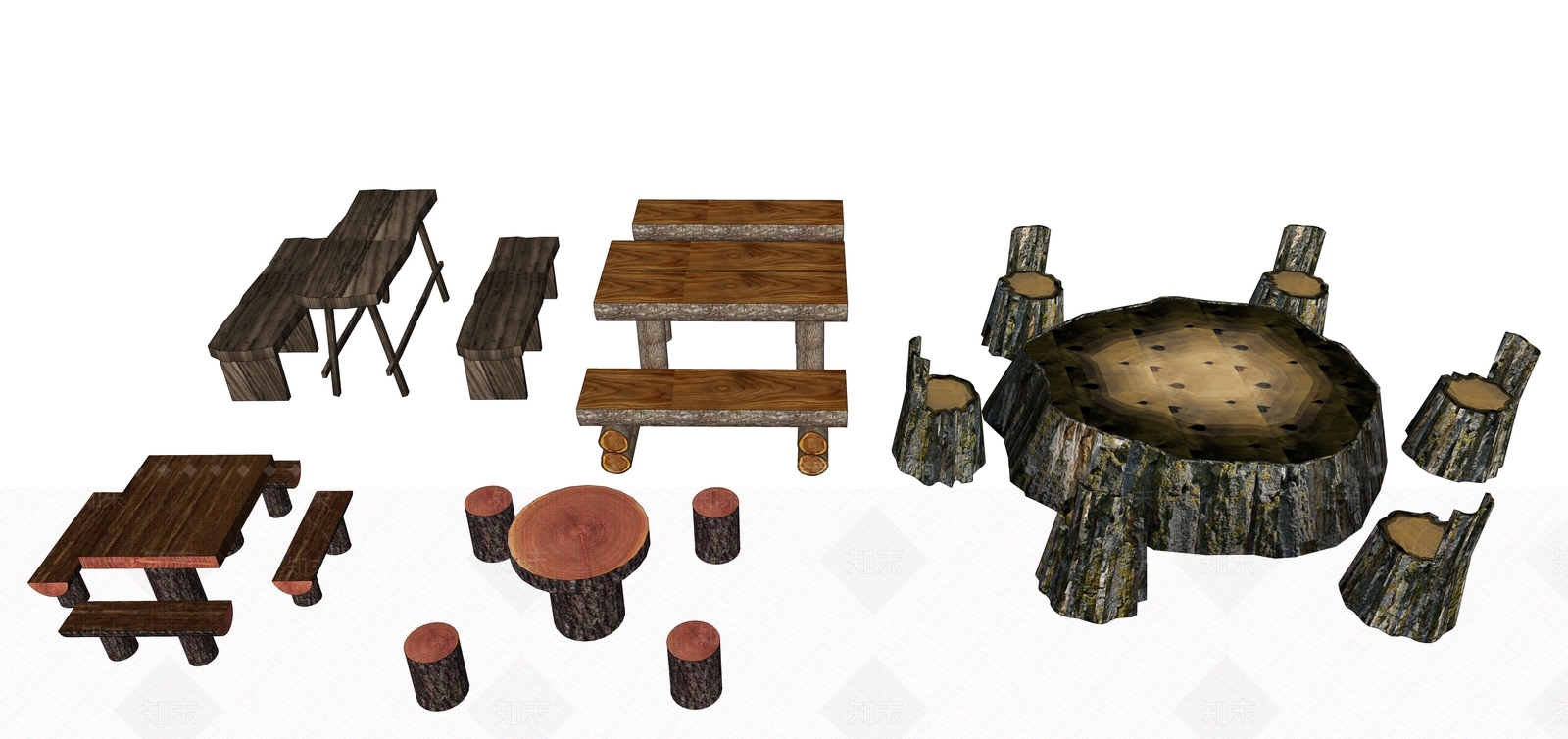 现代乡村景观座椅SU模型下载【ID:798837721】