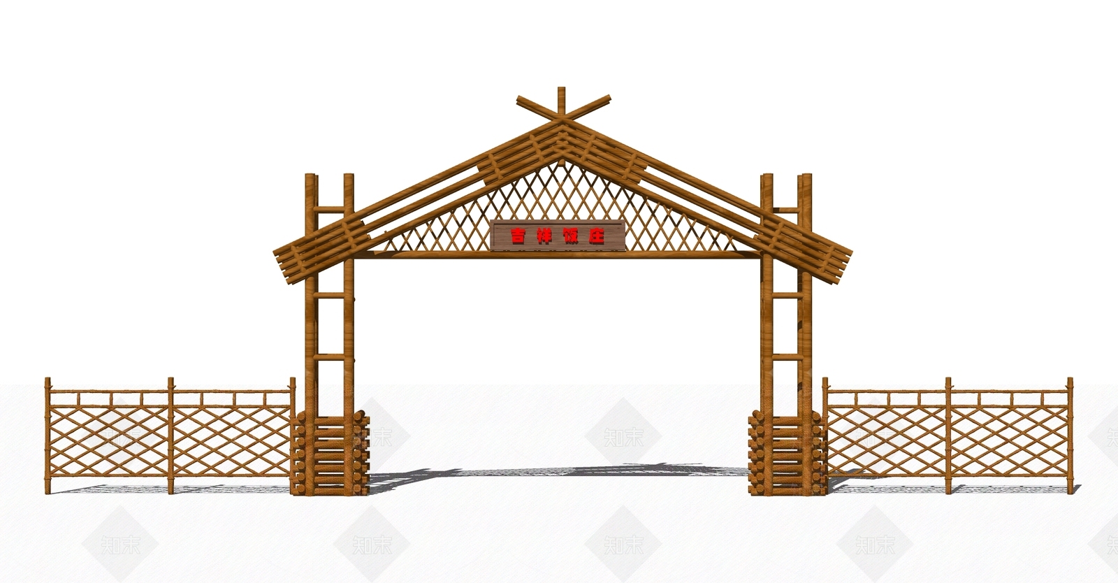 新中式农家乐大门SU模型下载【ID:798854618】