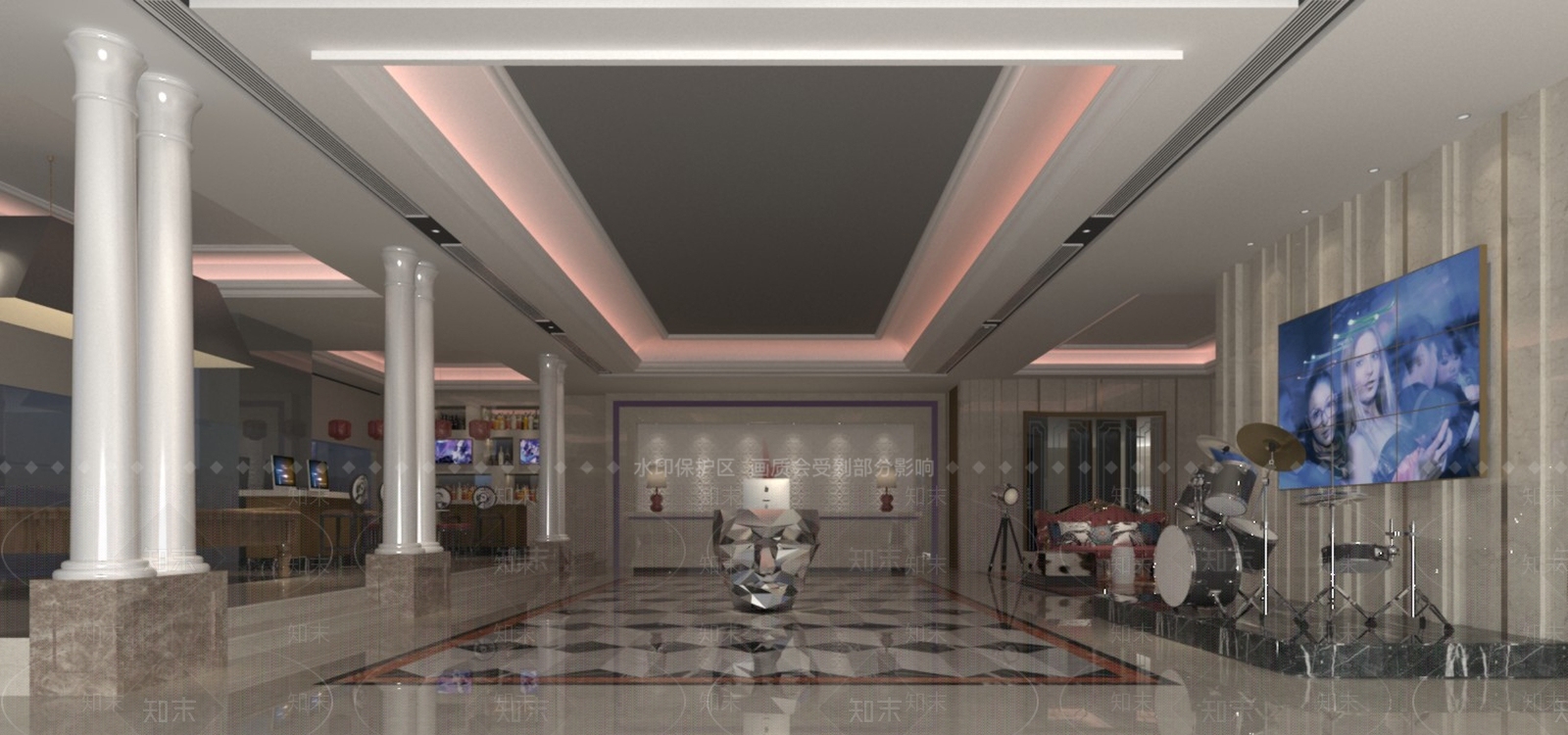 现代主题娱乐室SU模型下载【ID:598855412】