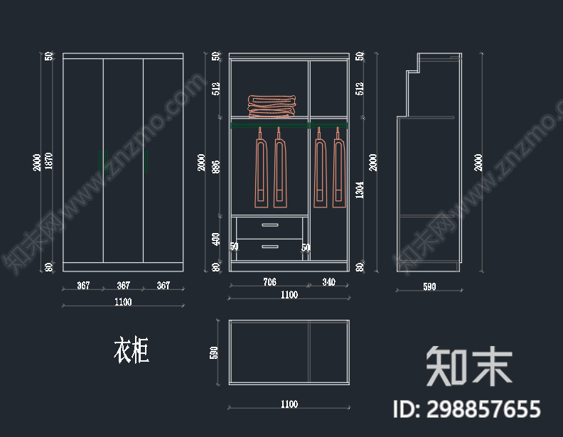 现代家具cad施工图下载【ID:298857655】