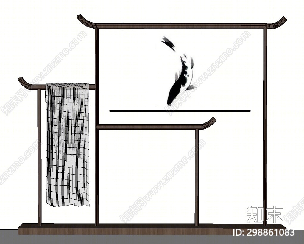 新中式毛巾架SU模型下载【ID:298861083】