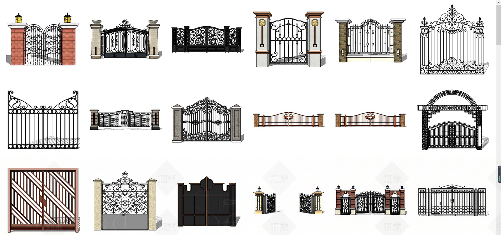 欧式铁艺大门SU模型下载【ID:798873624】