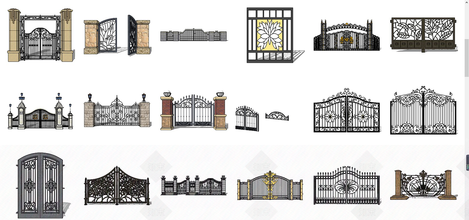 欧式铁艺大门SU模型下载【ID:798873530】