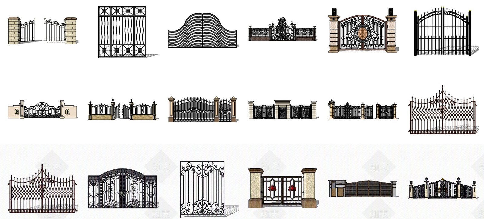 欧式铁艺大门SU模型下载【ID:998873132】