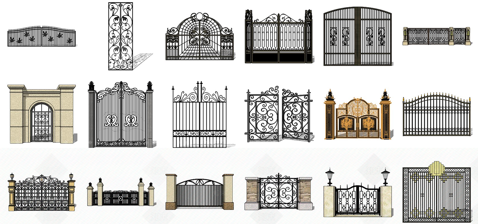 欧式铁艺大门SU模型下载【ID:998873142】