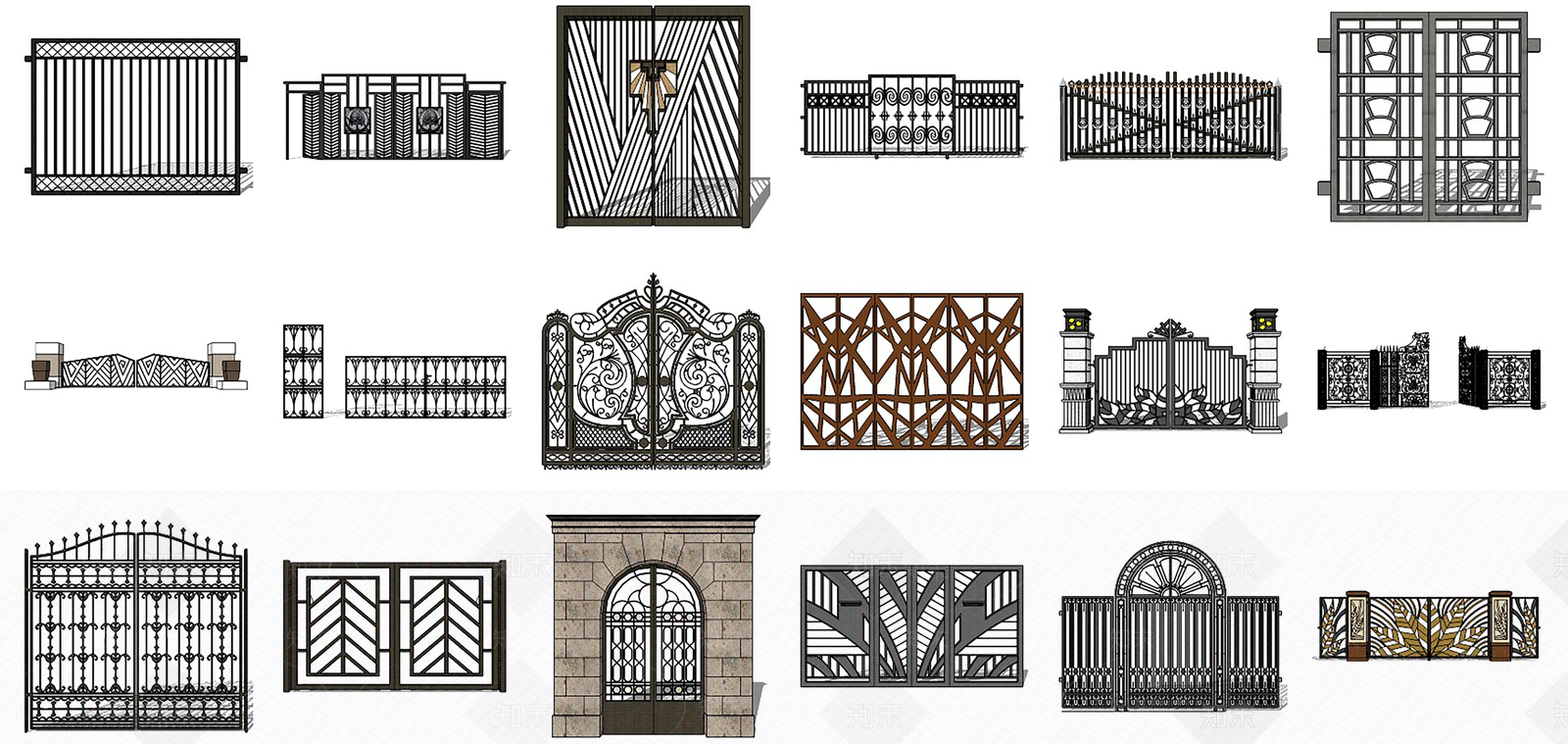 欧式铁艺大门SU模型下载【ID:998873148】