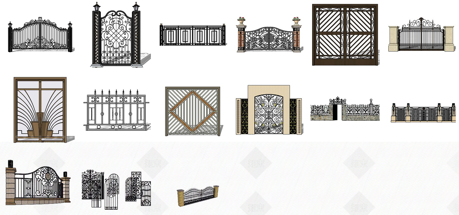 欧式铁艺大门SU模型下载【ID:998873150】